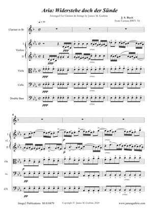 BACH: Widerstehe doch der Sünde, BWV 54 for Clarinet & Strings