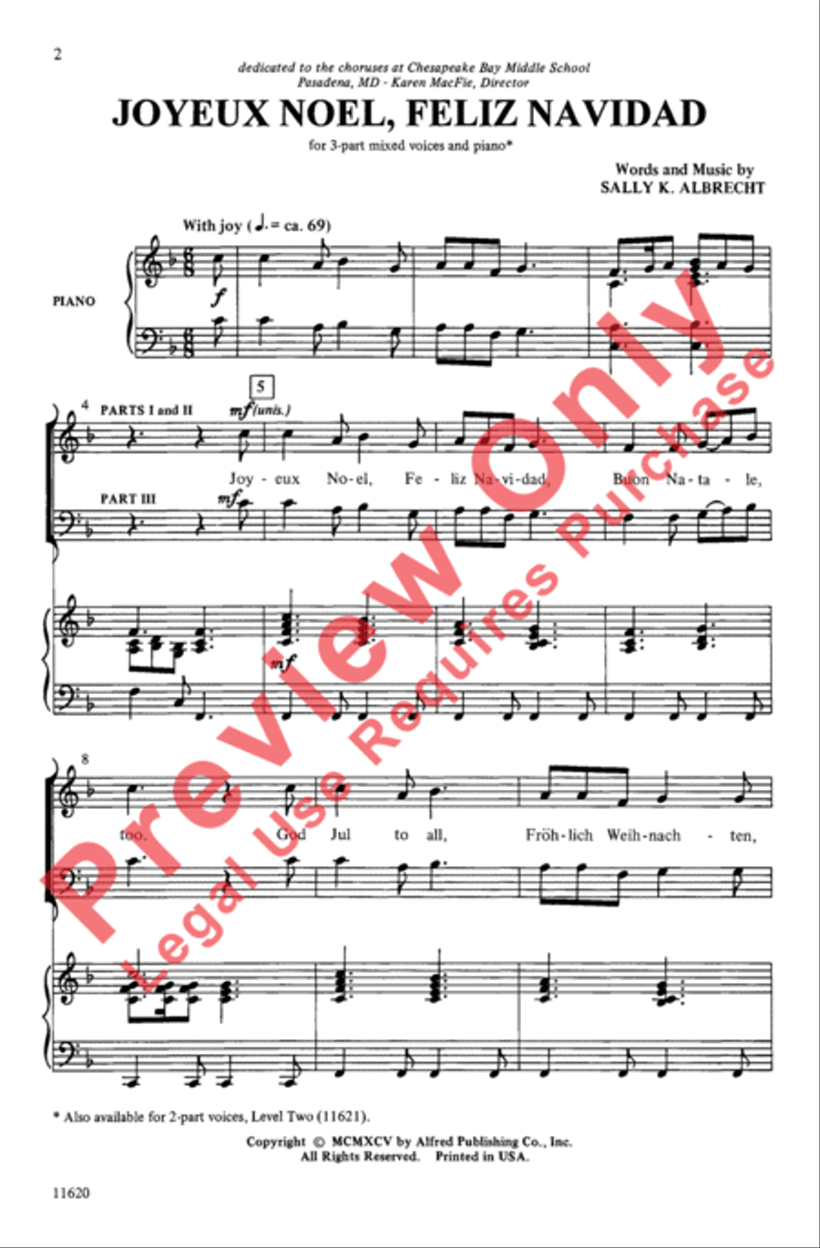 Joyeux Noel, Feliz Navidad 3-Part scores gallery preview page 2