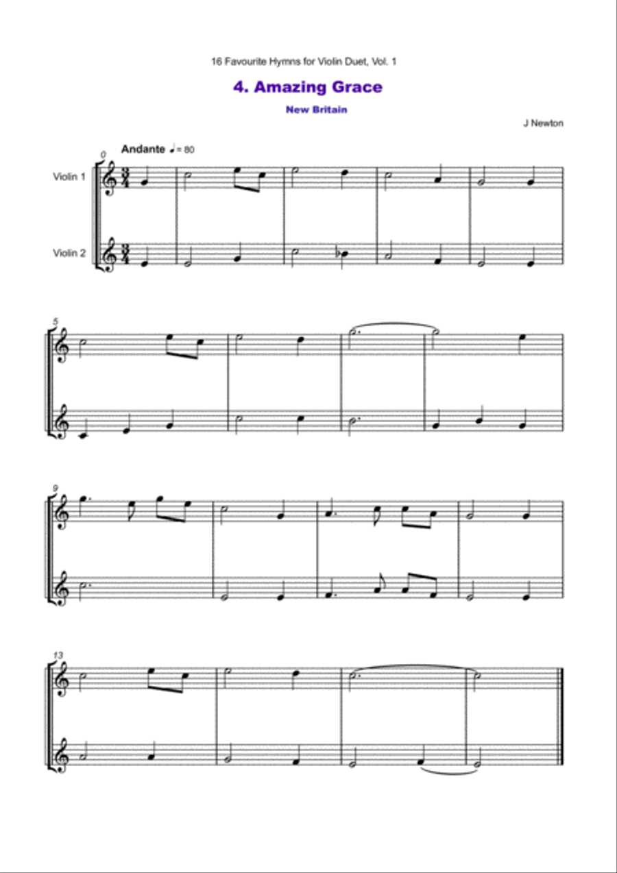 16 Favourite Hymns Vol.1 for Violin Duet String Duet scores gallery preview page 5
