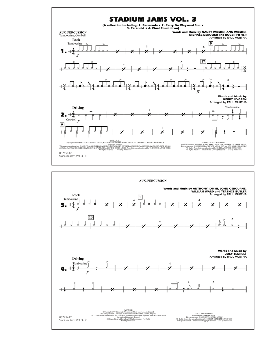 Stadium Jams - Volume 3 - Aux Percussion Marching Band scores gallery preview page 1