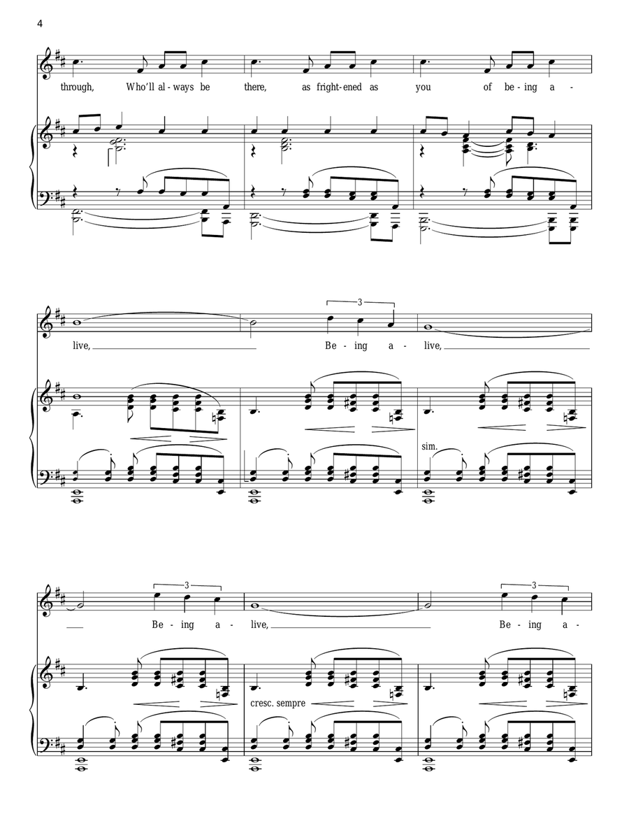 Being Alive Piano, Vocal scores gallery preview page 4