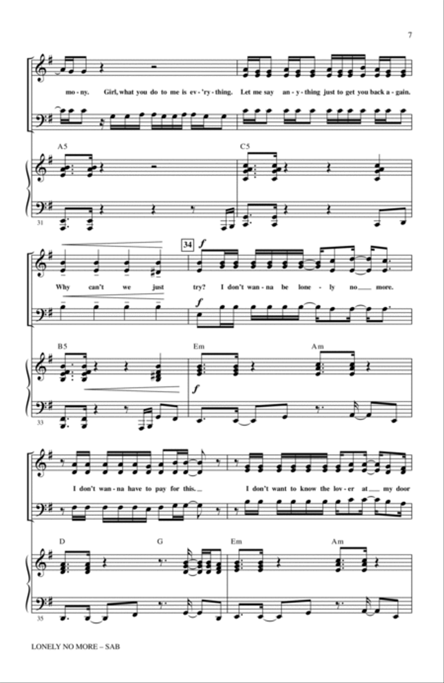 Lonely No More 3-Part scores gallery preview page 6