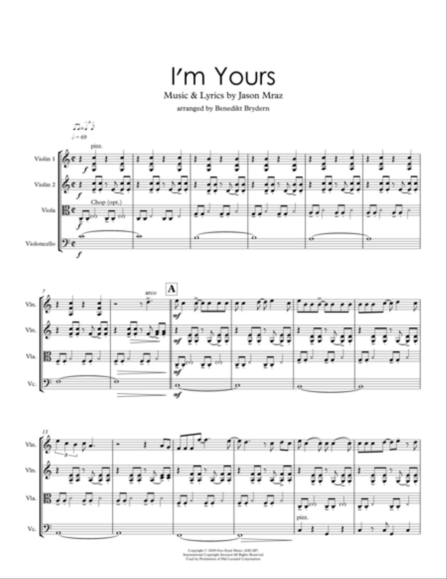 I'm Yours String Quartet scores gallery preview page 2