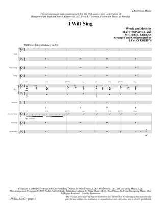 Book cover for I Will Sing - Full Score
