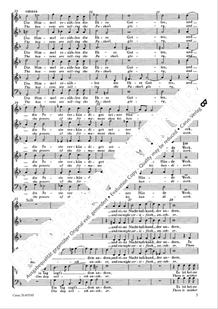 The heavens are telling the Father's glory (Die Himmel erzahlen die Ehre Gottes) Choir scores gallery preview page 4