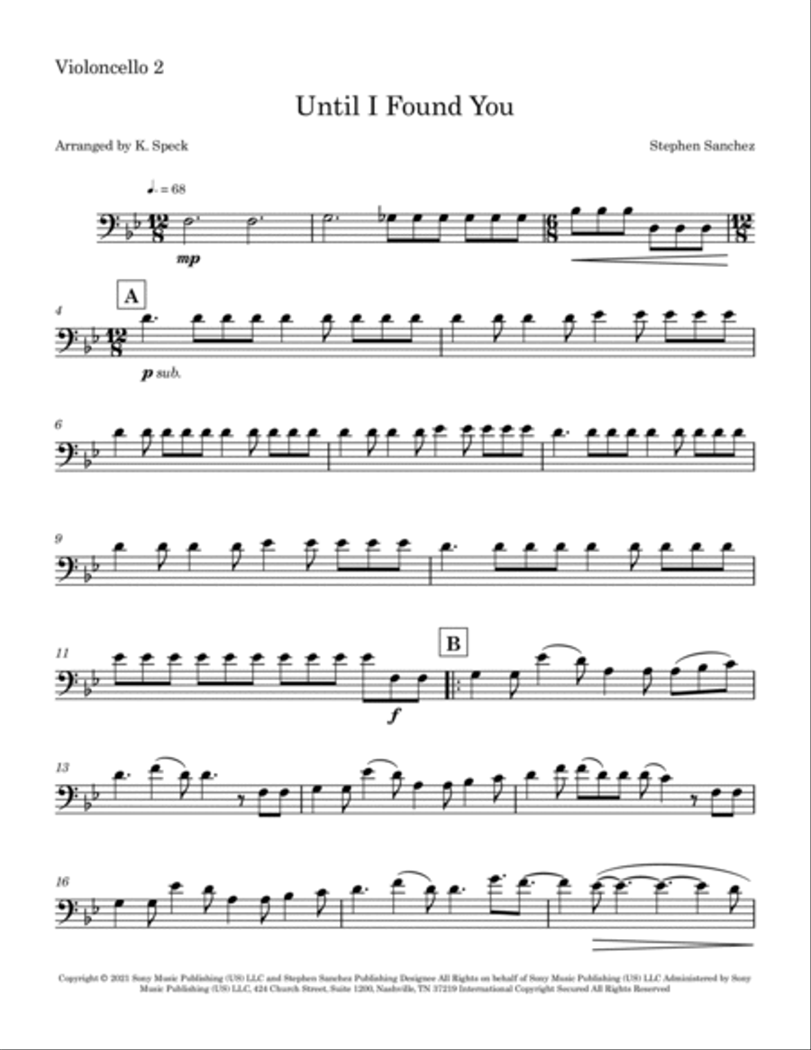 Until I Found You Cello scores gallery preview page 6
