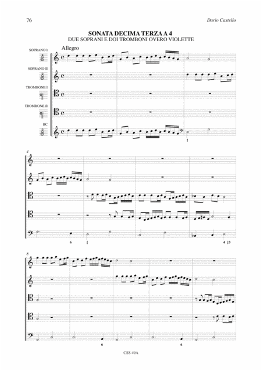 Instrumental Works - Vol. 2: Sonate concertate in stil moderno for one, two, three, four-parts and Continuo (Venezia, 1629) 4-Part scores gallery preview page 15