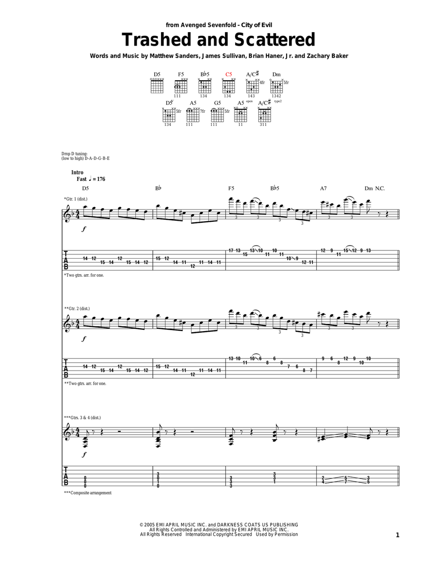 Trashed And Scattered Electric Guitar scores gallery preview page 1