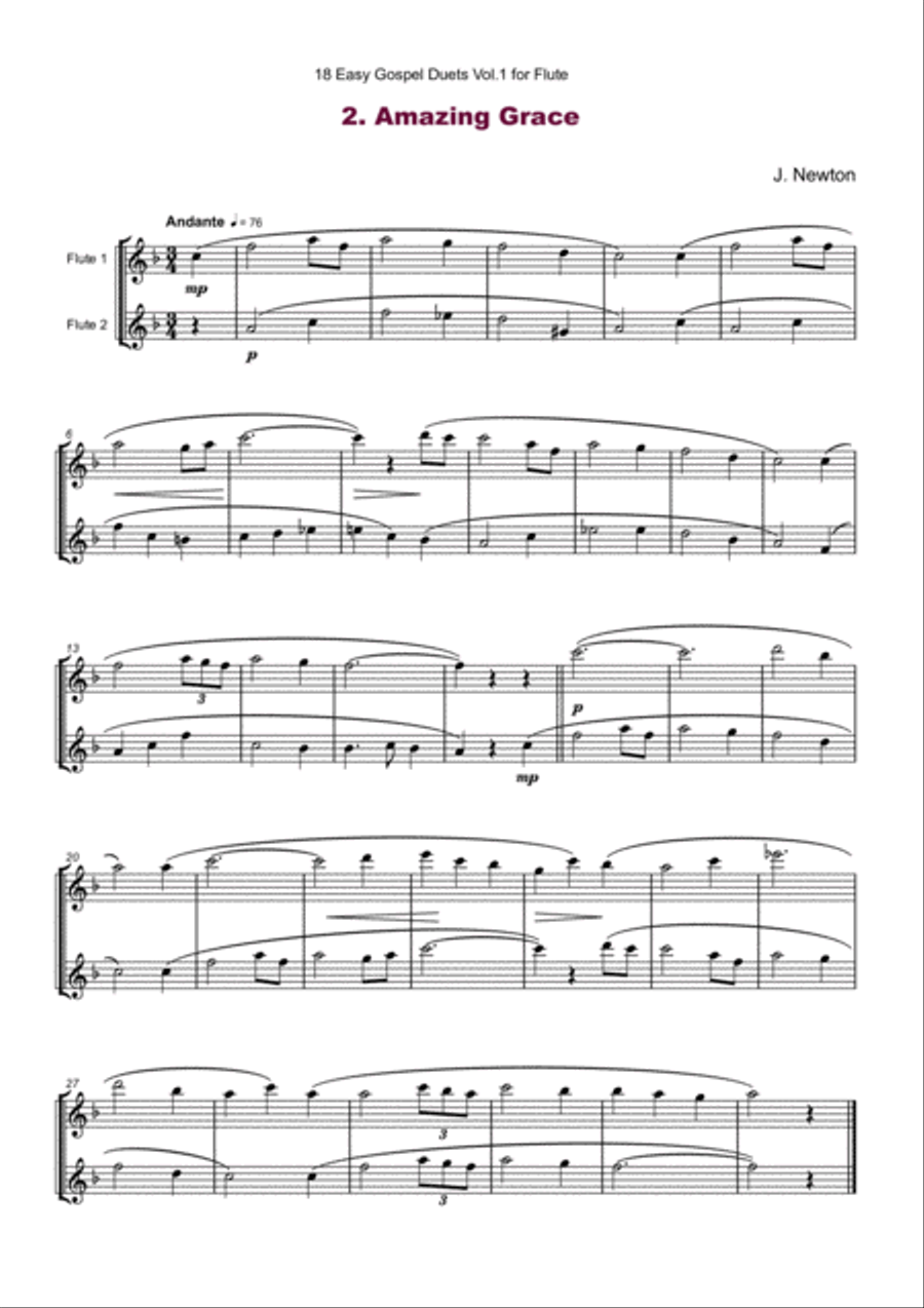 18 Easy Gospel Duets Vol.1 for Flute Flute Duet scores gallery preview page 4