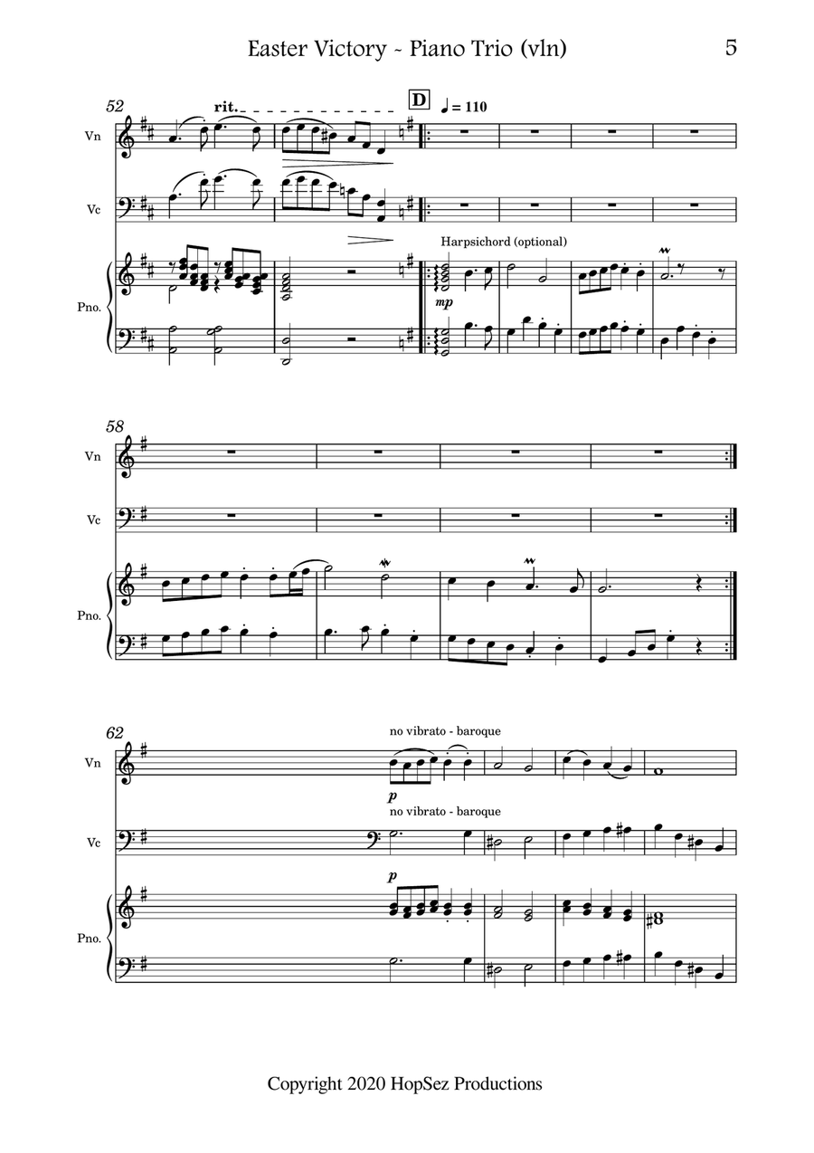 Easter Victory Piano Trio scores gallery preview page 5