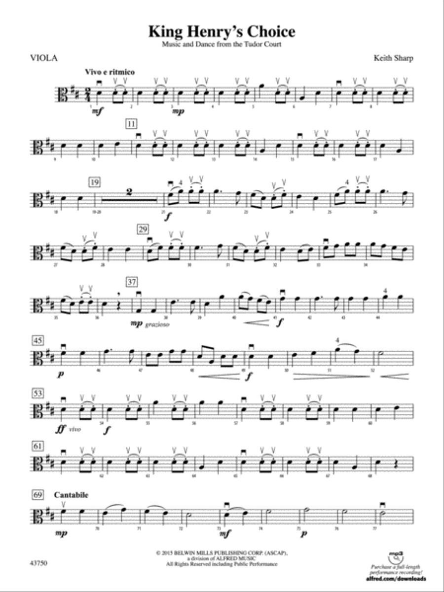King Henry's Choice: Viola String Orchestra scores gallery preview page 1