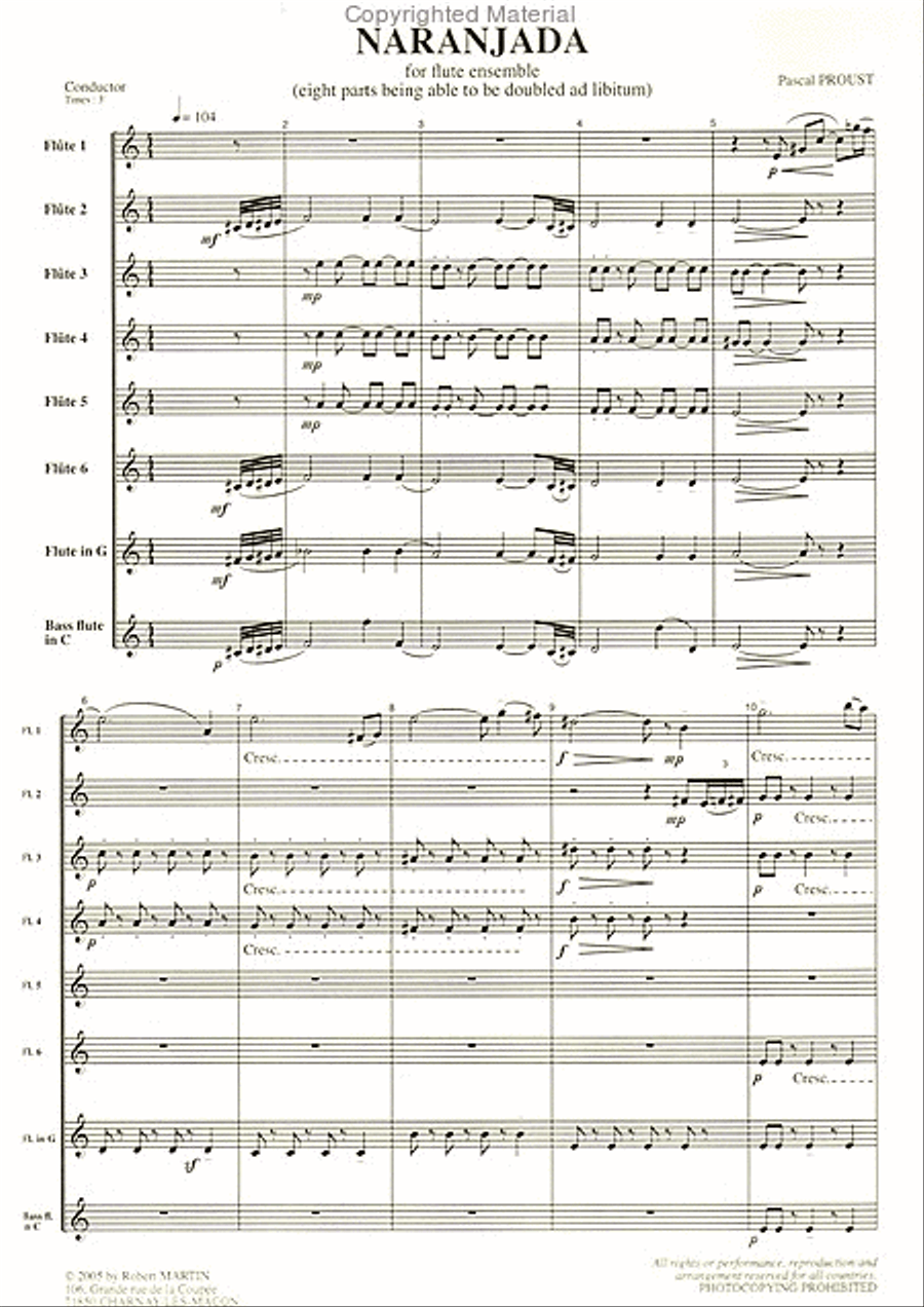 Naranjada, 6 flûtes Naranjada, 6 flûtes Piano Accompaniment scores gallery preview page 2