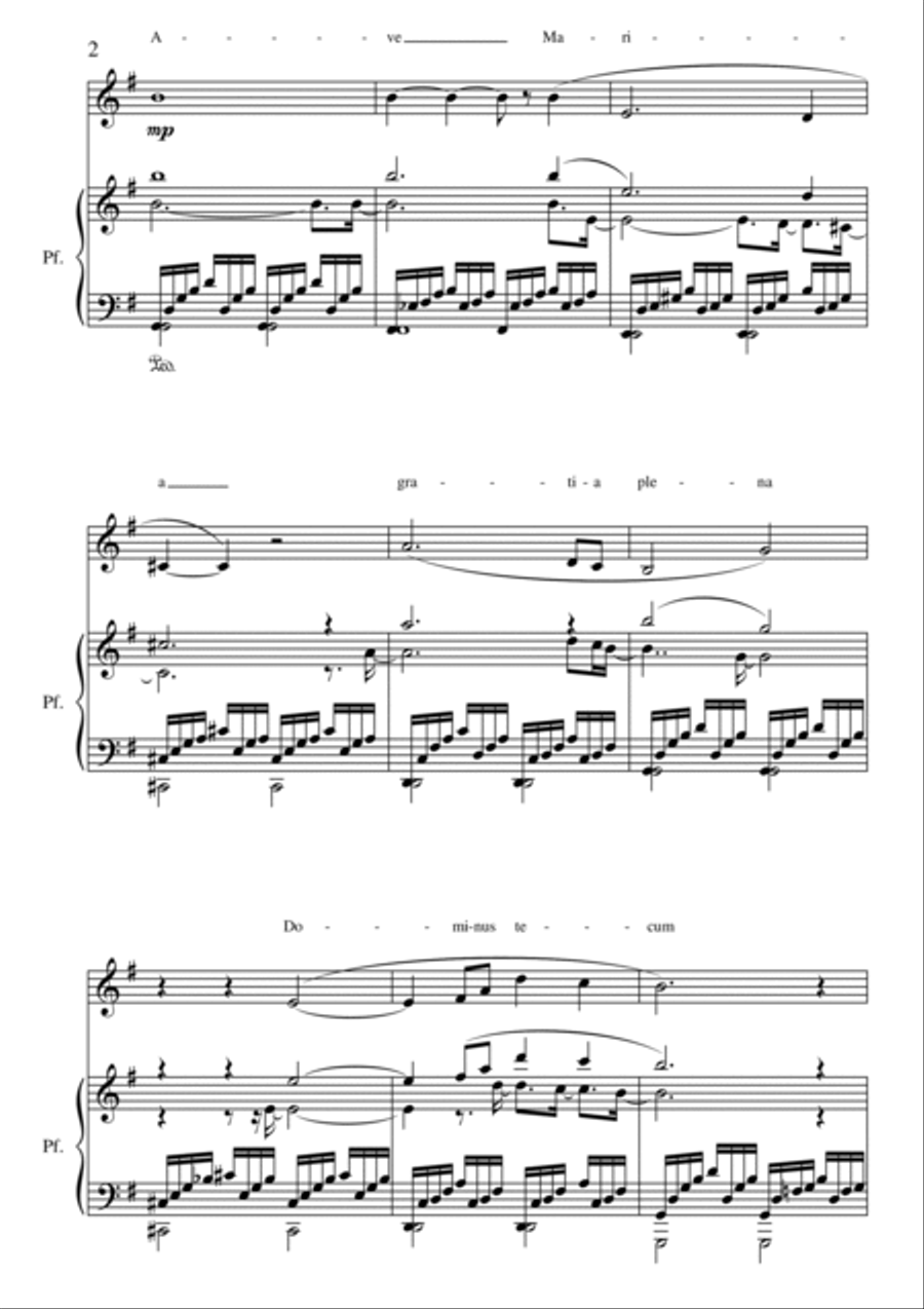 Ave Maria for Soprano or Tenor and piano Voice Solo scores gallery preview page 2