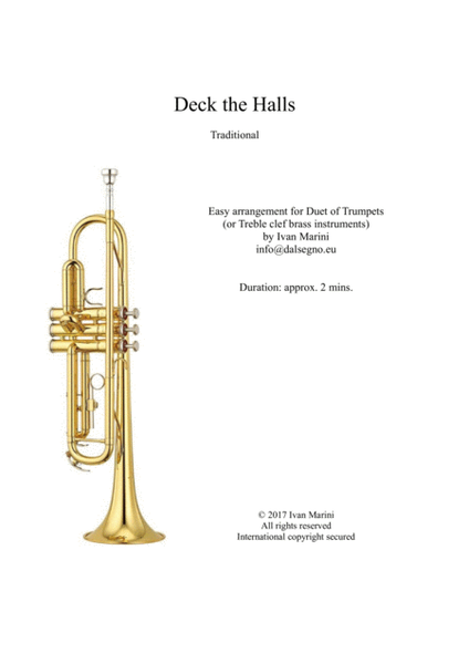 Deck the Halls - Easy Duet for Trumpets image number null