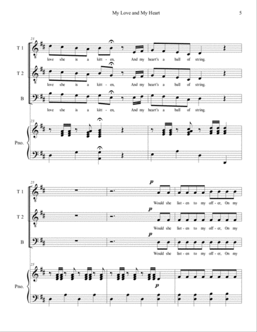My Love and My Heart - TTB and Piano TTBB scores gallery preview page 5
