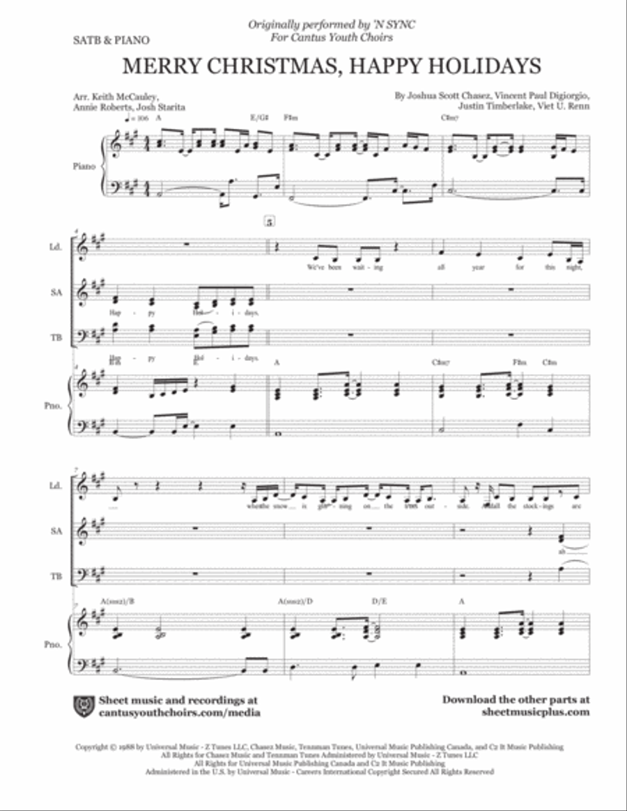 Merry Christmas, Happy Holidays 4-Part scores gallery preview page 2