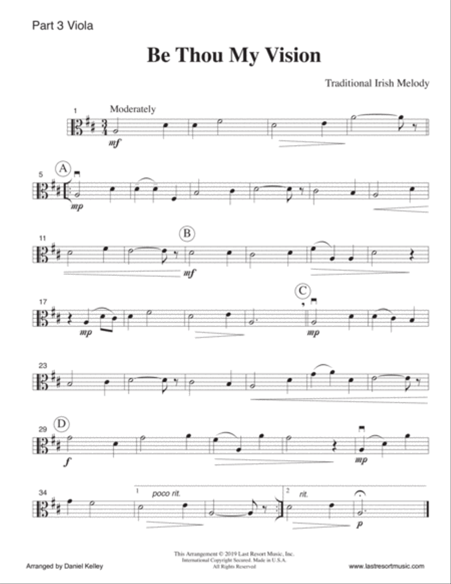 Be Thou My Vision for String Quartet (or Mixed Quartet) Music for Four Large Ensemble scores gallery preview page 4