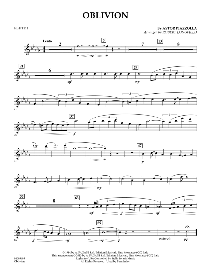 Oblivion - Flute 2 Concert Band scores gallery preview page 1