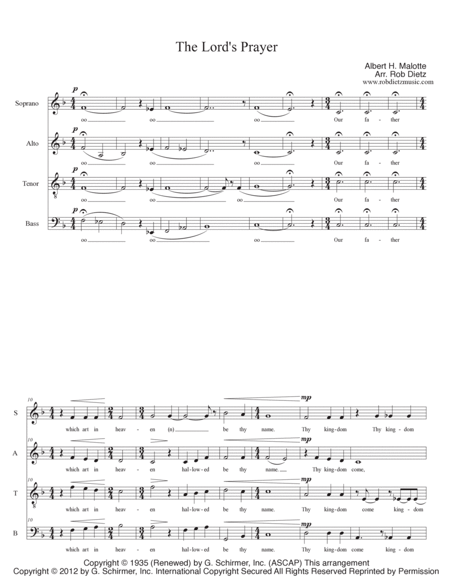 The Lord's Prayer 4-Part scores gallery preview page 1
