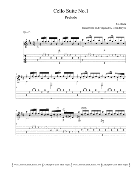 Cello Suite No.1 (Prelude) (J.S. Bach) (with Tablature)