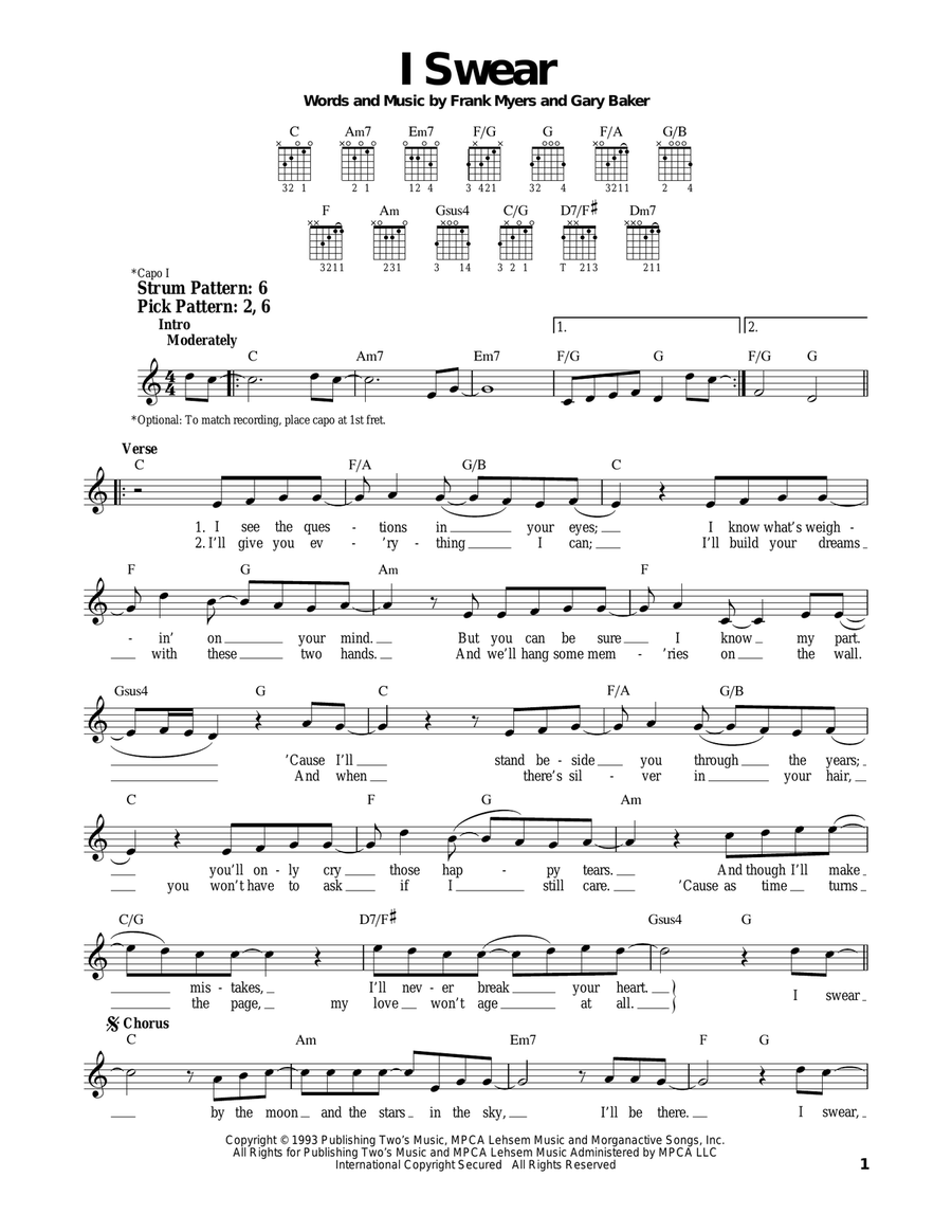 I Swear Acoustic Guitar scores gallery preview page 1