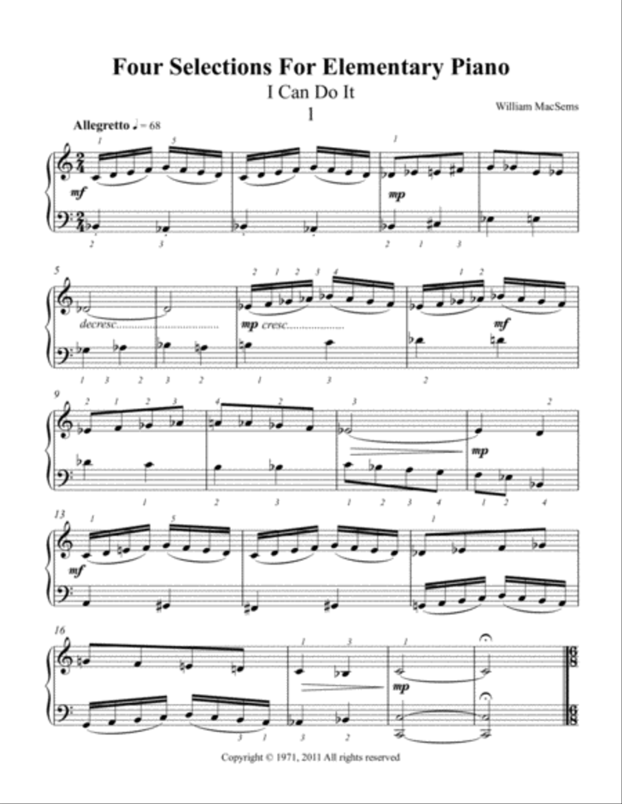 Four Selections For Elementary Pianoo Piano Method scores gallery preview page 2