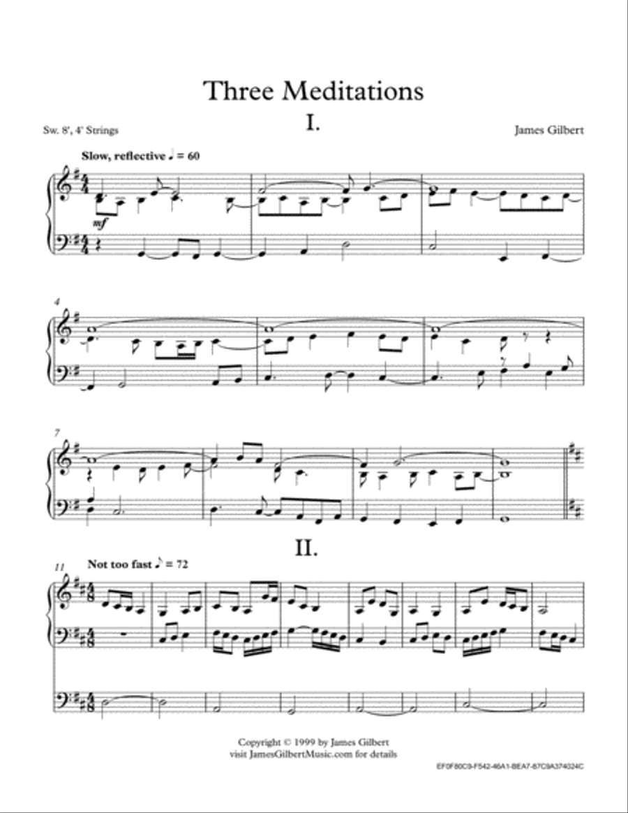 Three Meditations Organ Solo scores gallery preview page 2