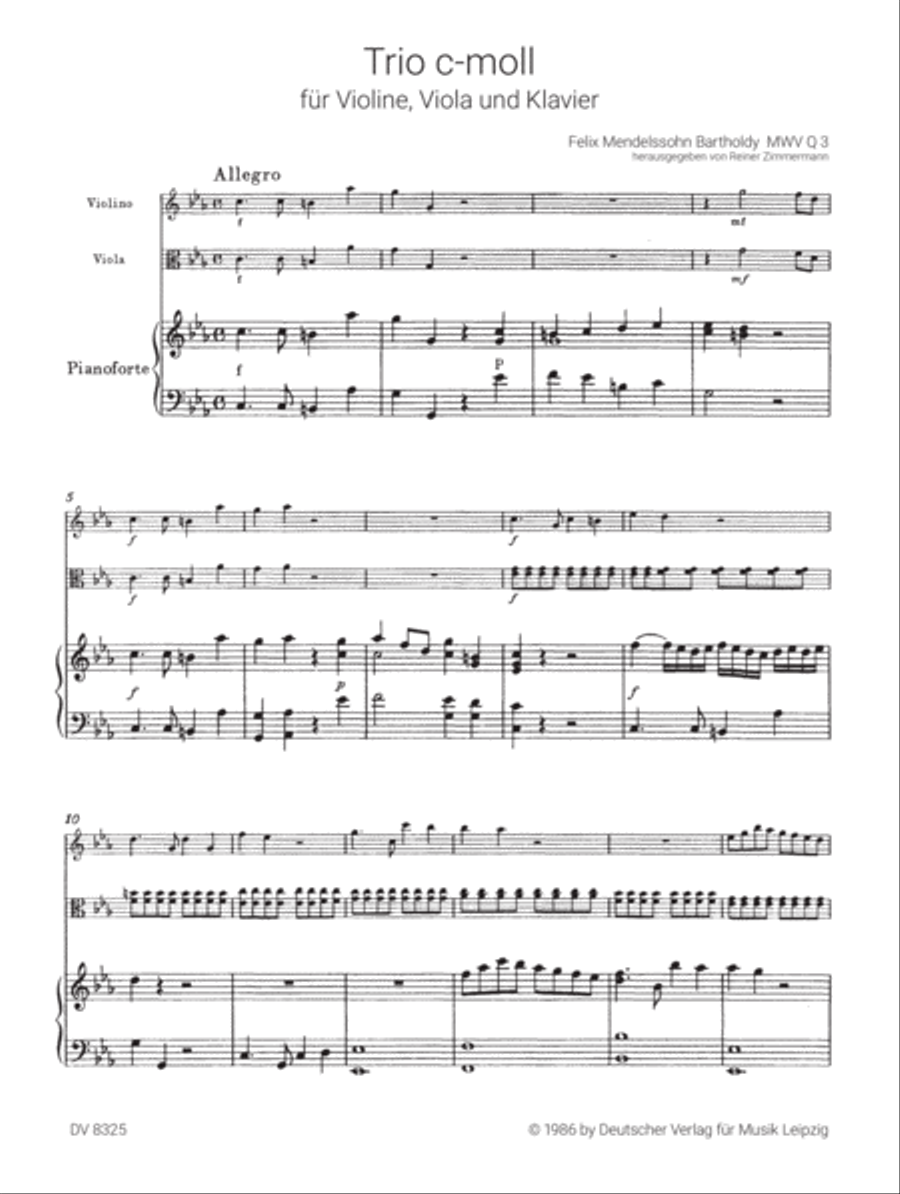 Piano Trio in C minor MWV Q 3 Piano Trio scores gallery preview page 2