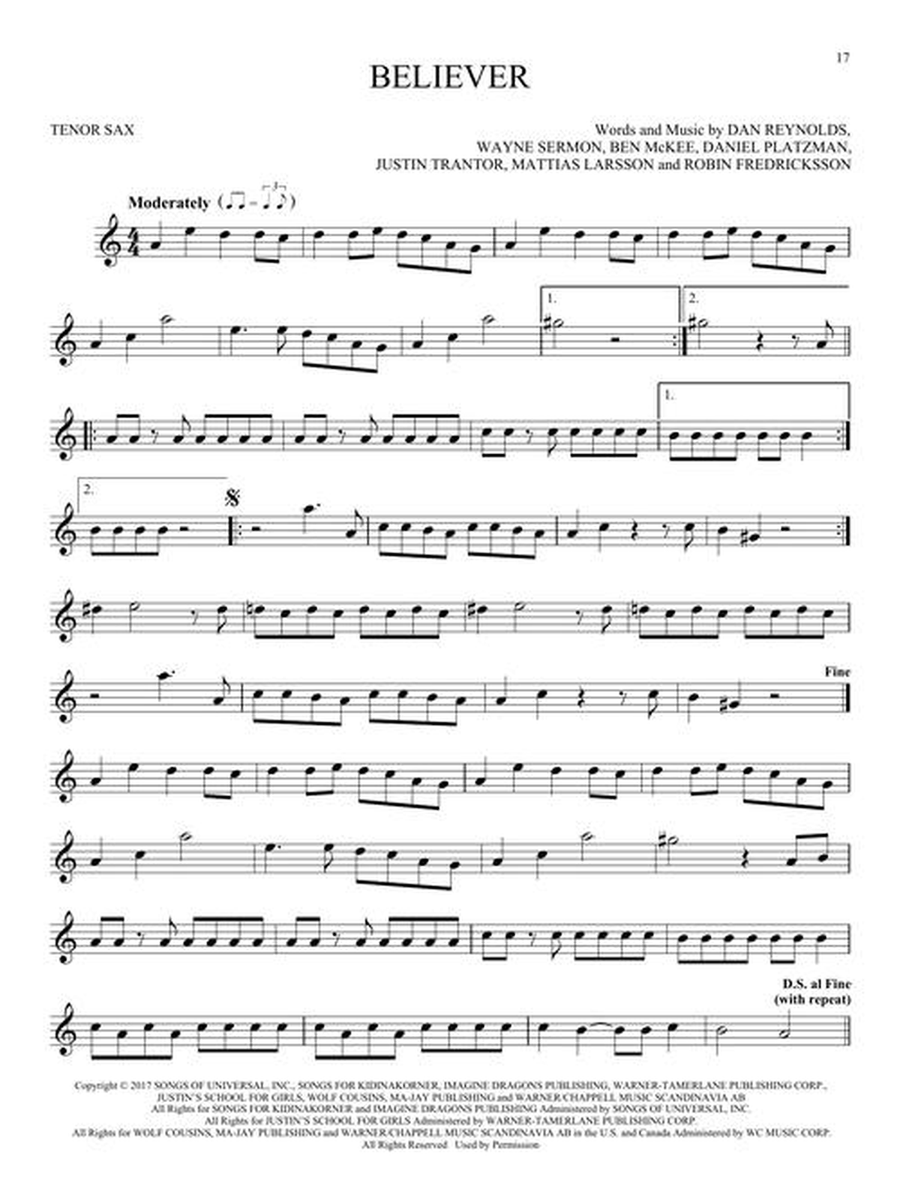 101 Simple Songs Tenor Saxophone scores gallery preview page 5