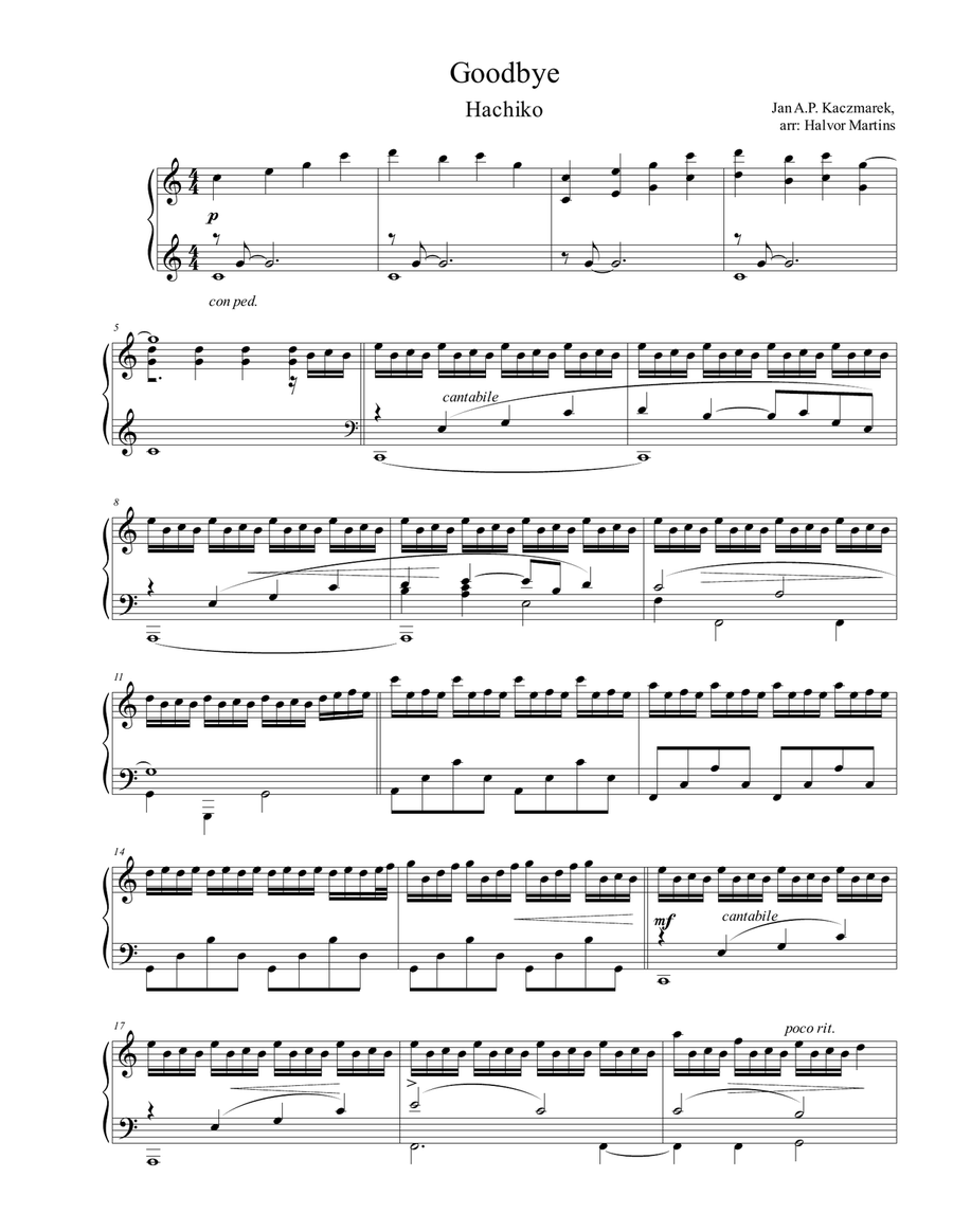 Hachiko: A Dog's Tale Small Ensemble scores gallery preview page 1