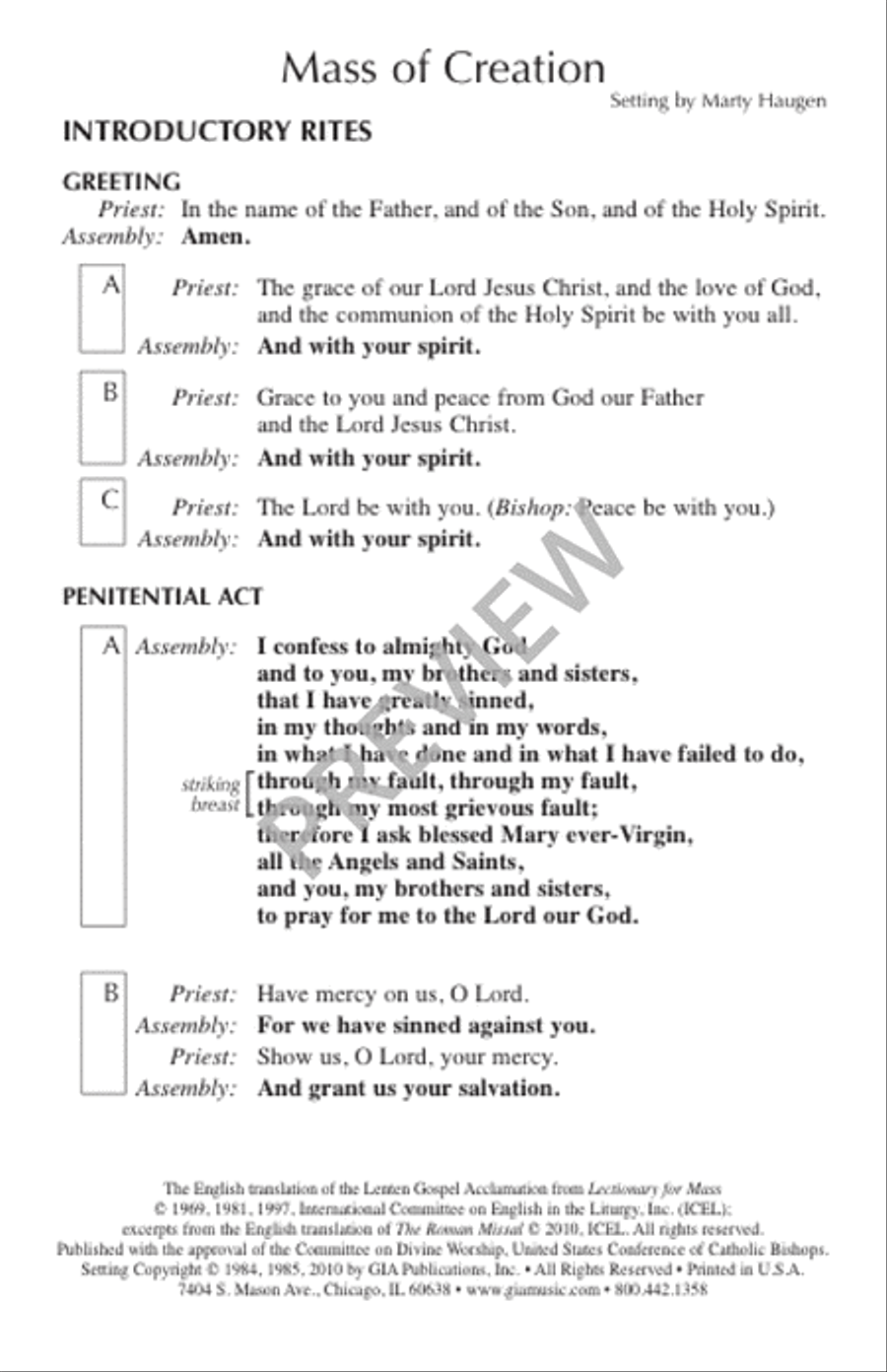 Mass of Creation - Assembly edition Unison Choir scores gallery preview page 2