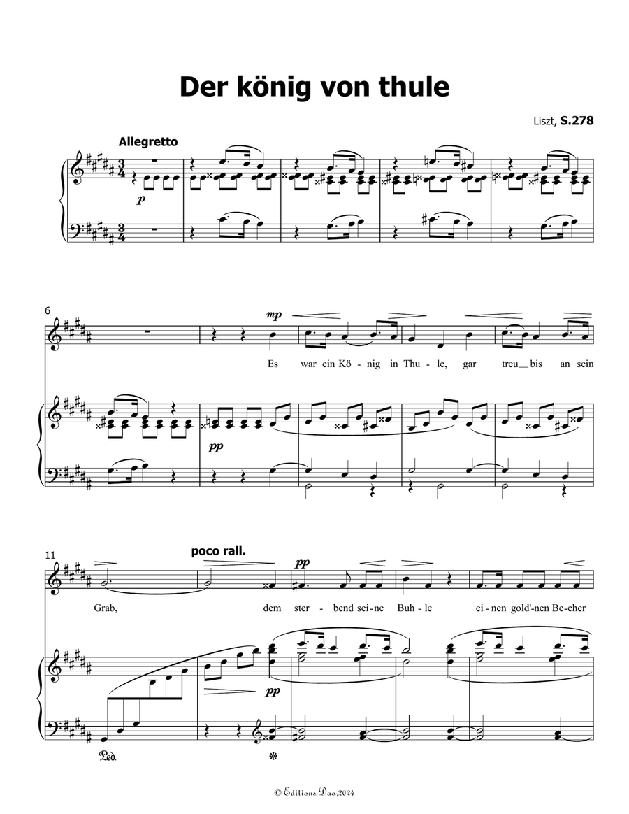 Der konig von thule, by Liszt, S.278, in g sharp minor Voice scores gallery preview page 3