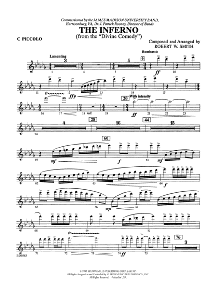 The Inferno: Piccolo The Inferno: Piccolo Concert Band scores gallery preview page 1