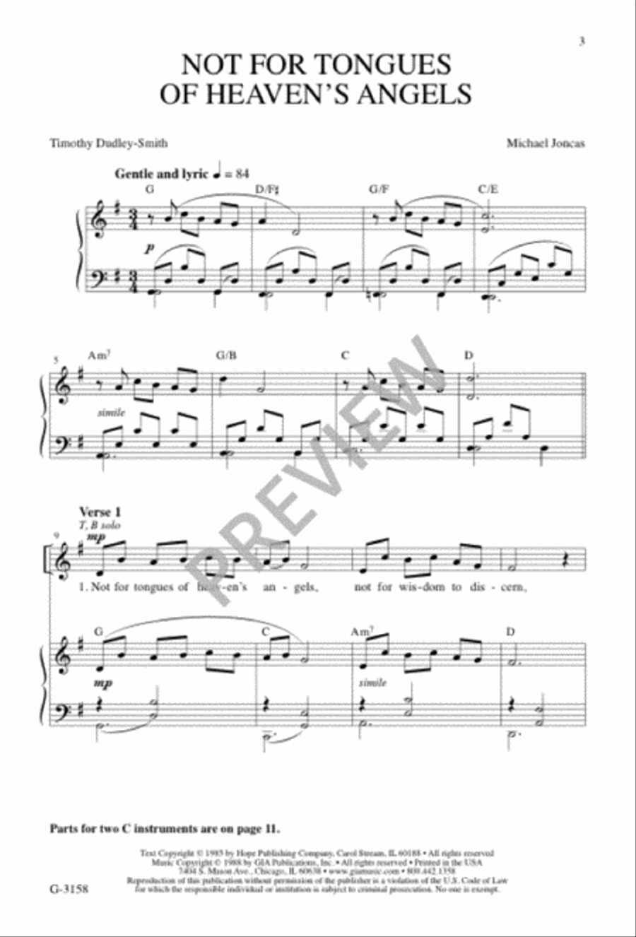 Not for Tongues of Heaven's Angels 3-Part scores gallery preview page 2