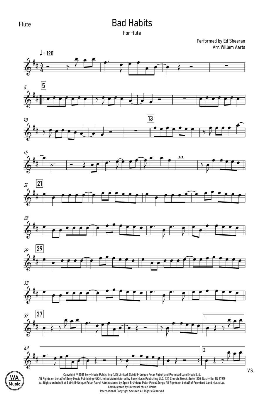 Bad Habits Bad Habits Flute Solo scores gallery preview page 1