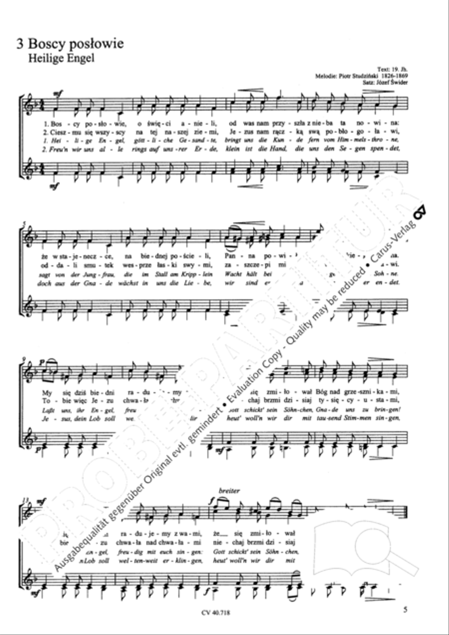 Zwolf polnische Weihnachtslieder fur Frauen- oder Kinderchor a cappella A Cappella scores gallery preview page 6