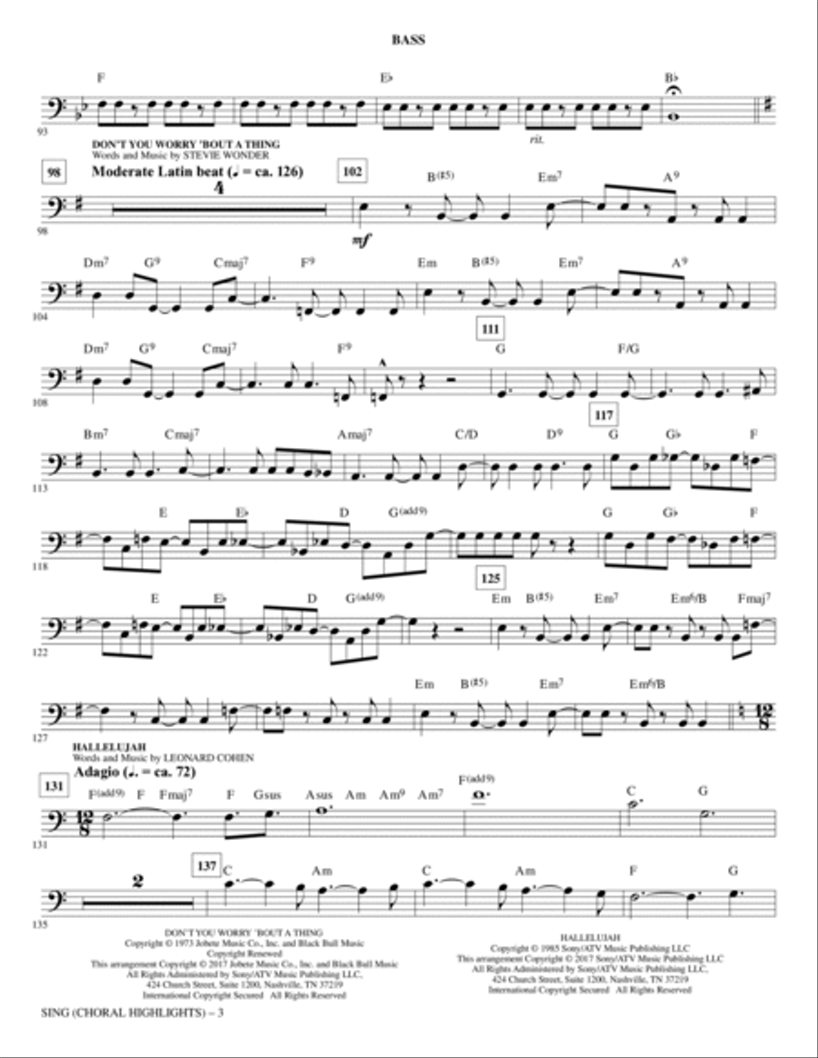 Sing (Choral Highlights) - Bass Choir scores gallery preview page 3