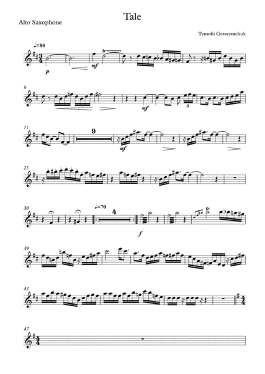 Tale. Soft jazzy music on 3/4 Jazz Ensemble scores gallery preview page 1