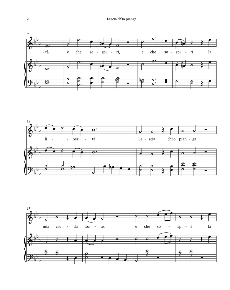 Lascia Ch'io Pianga by Händel - Contralto & Piano in E-flat Major Chamber Music scores gallery preview page 2