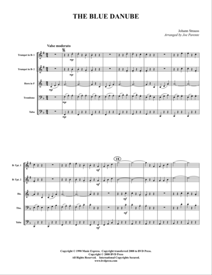 Blue Danube Blue Danube Brass Quintet scores gallery preview page 1