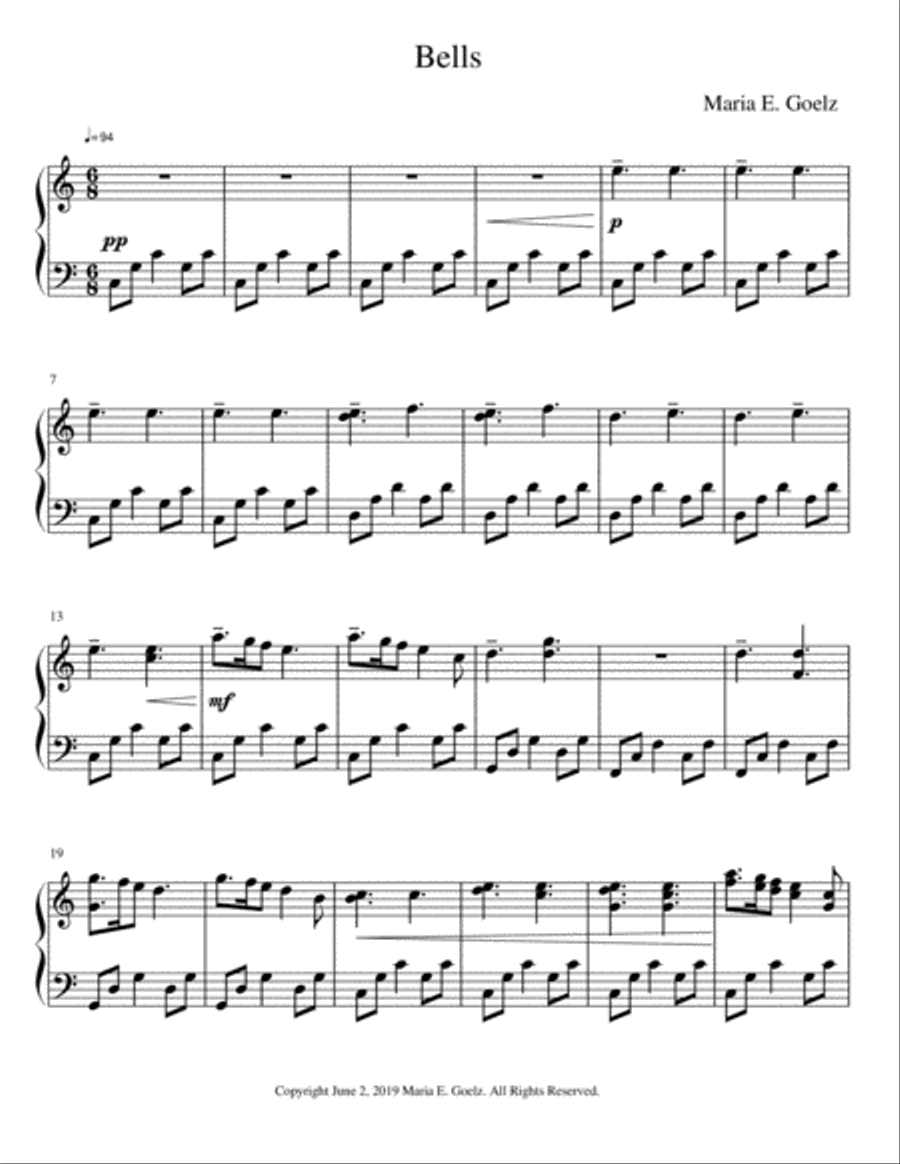 Bells Piano Solo scores gallery preview page 1