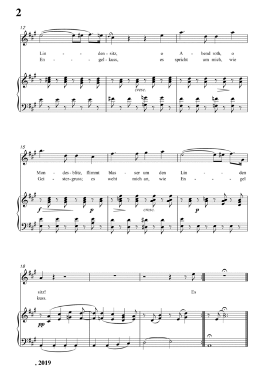 Schubert-Abends unter der Linde,D.237 in A for Vocal and Piano Voice scores gallery preview page 3