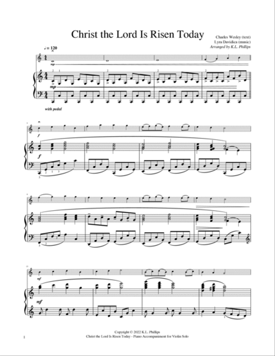 Christ the Lord Is Risen Today - Violin Solo with Piano Accompaniment Violin Solo scores gallery preview page 2