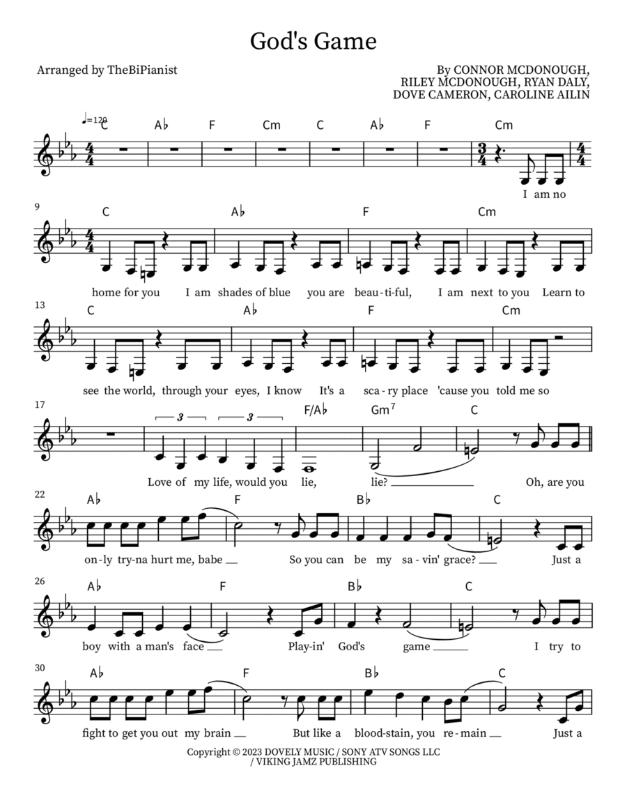 God's Game Easy Piano scores gallery preview page 1