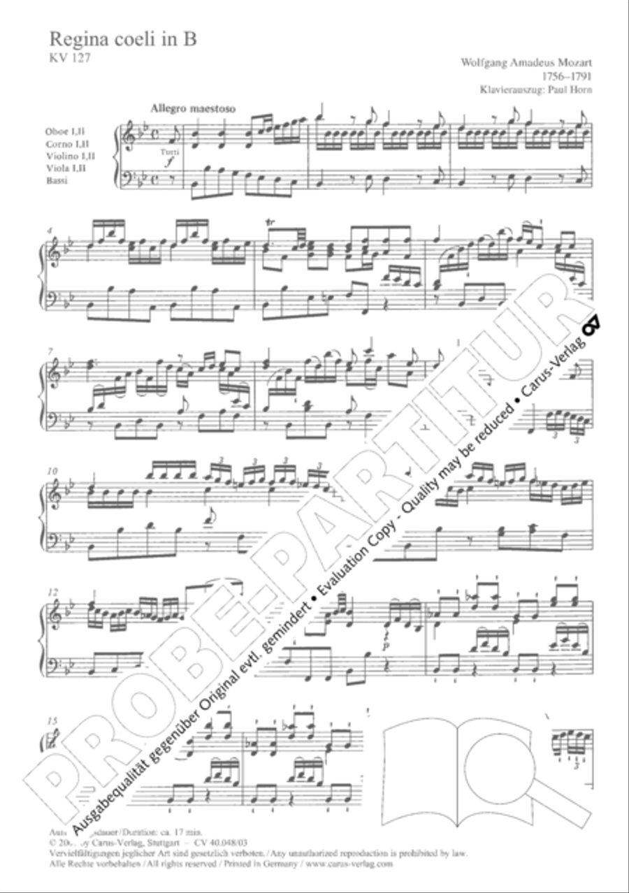 Regina coeli in B-Flat Major, K. 127 4-Part scores gallery preview page 7