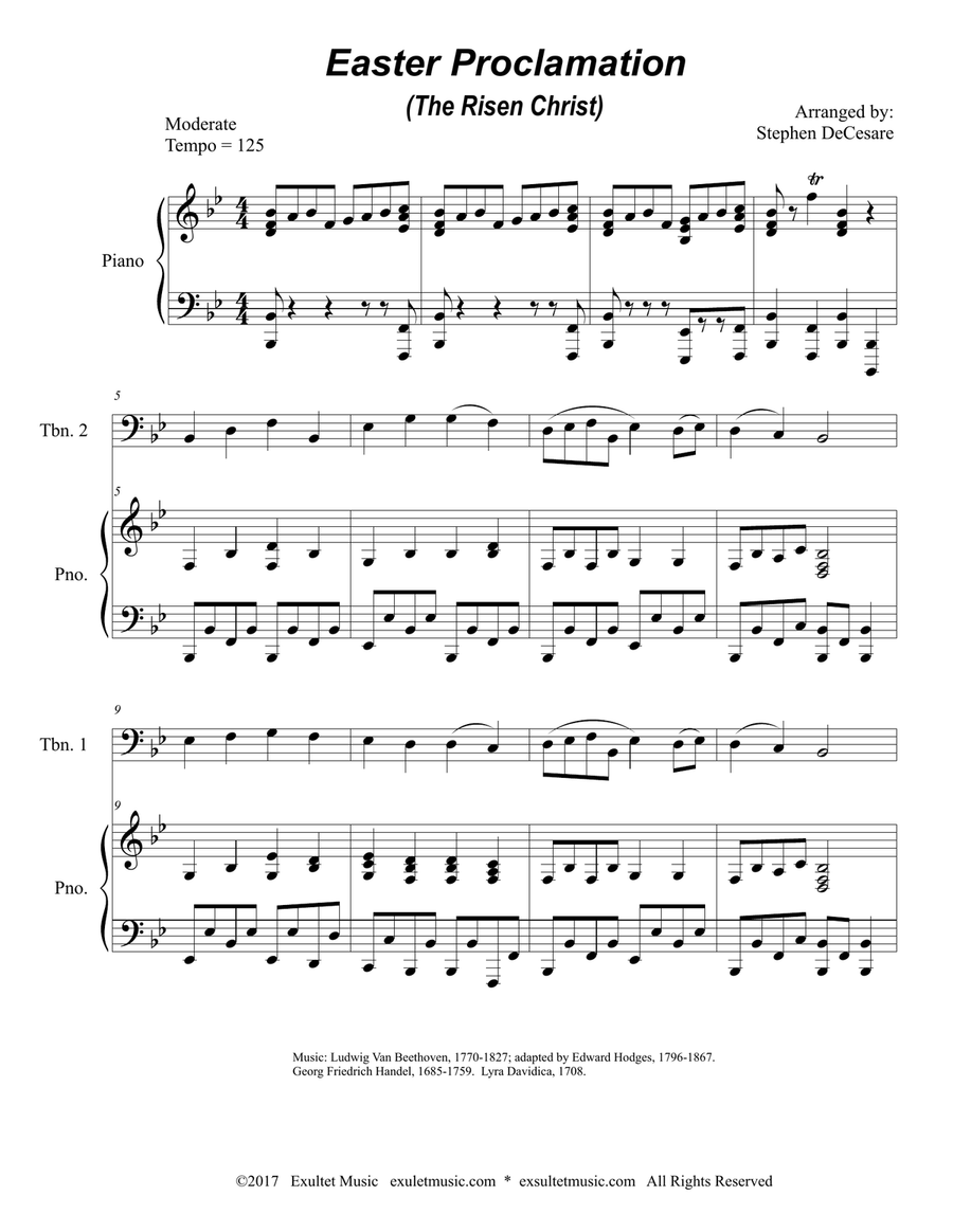 Easter Proclamation (The Risen Christ) (Trombone Duet) Trombone Duet scores gallery preview page 1