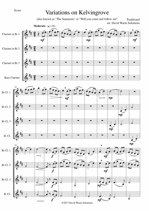 Variations on Kelvingrove for clarinet quartet