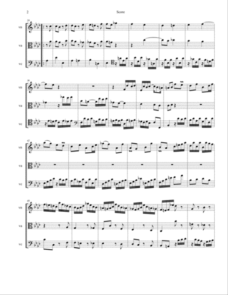 Bach: Prelude in F Minor from The Well Tempered Clavier (BWV 881) arr. for String trio String Trio scores gallery preview page 2