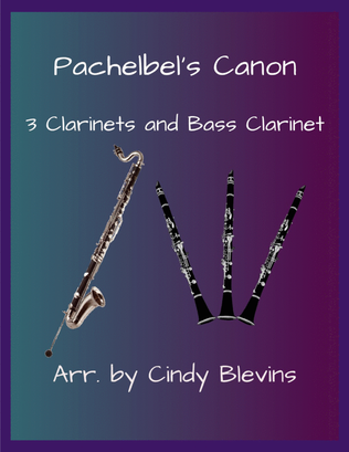 Book cover for Pachelbel's Canon, for Three Clarinets and Bass Clarinet