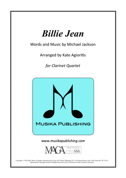 Billie Jean - for Clarinet Quartet image number null